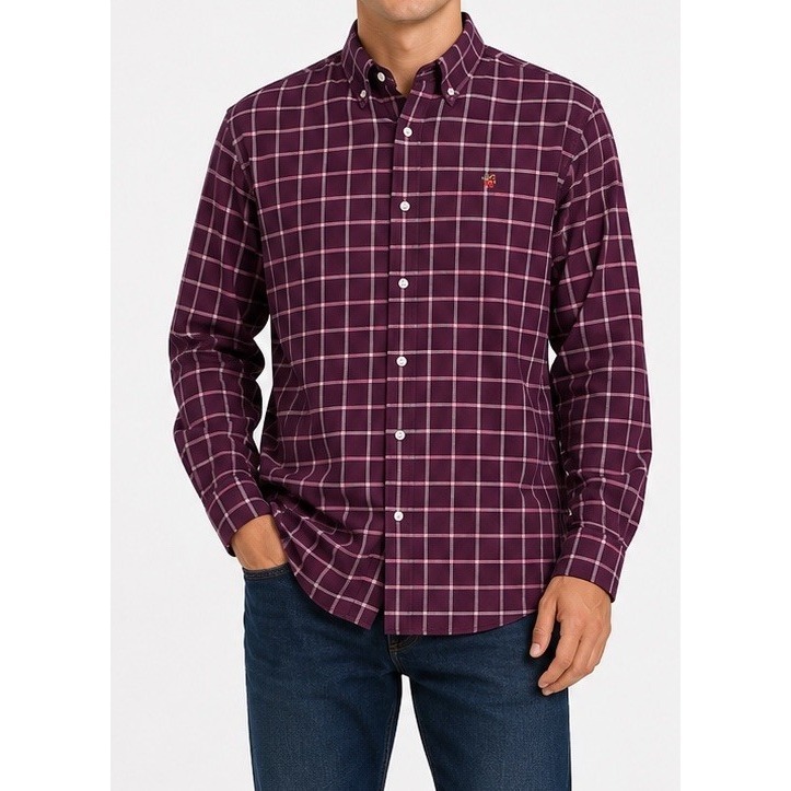Duck Head Long Sleeve Classic Oxford Shirt Xl Purple Plaid